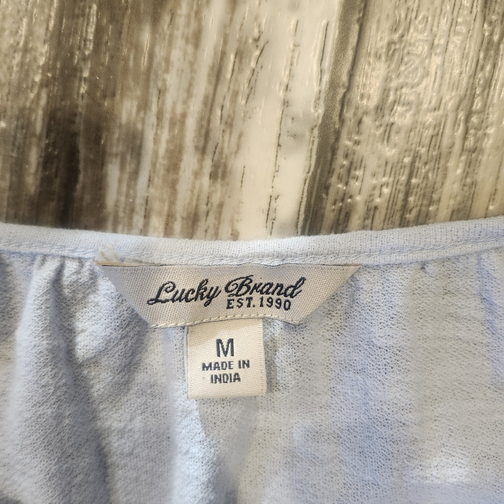 Lucky Brand Embroidered Tassel Peasant Top – Size M Feminine Delicate Blue - Picture 3 of 3